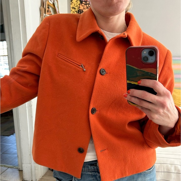 Vintage Boxy Cropped Orange Spring Jacket - Picture 1 of 11